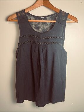 MINE Women's Lace Detail Black Tank Top Size S, NWOT
